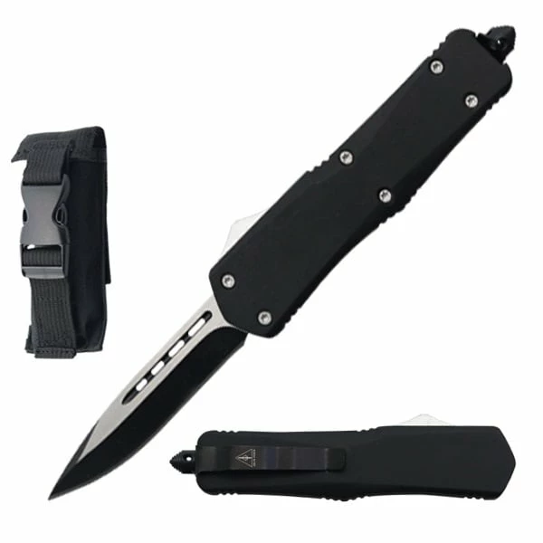 9" Black Tactical Recon OTF Combat Drop Point Blade Knife 3 9" Black Tactical Recon OTF Combat Drop Point Blade Knife
