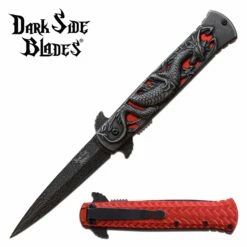 Dragon Pocket Knife Stonewashed Spring Assisted Knife Red Dragon