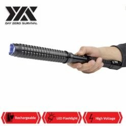 DZS LED Tactical Flash Light Stun Gun Expandable Baton 16.5" - 18.75"