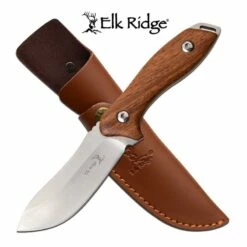 Elk Ridge Fixed Blade Full Tang Hunting Knife Red Wood Handle