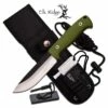 Elk Ridge BushCraft 10.5 Inch Fixed Blade Hunting Knife Olive Green Nylon Fiber Handle -KNIFE IMPORT Sales ER555GN