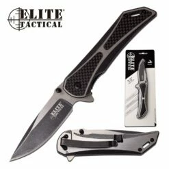 Elite Tactical Manual Folding Pocket Knife Black Handle