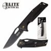 Elite Tactical Manual Folding Pocket Knife Black Carbon Fiber Handle