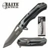 Elite Tactical Manual Folding Pocket Knife Gray Aluminum And G10 Handle