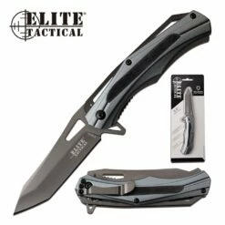 Elite Tactical Manual Folding Pocket Knife Gray Aluminum And G10 Handle