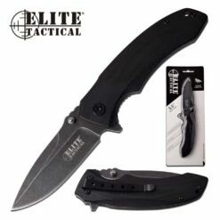 Elite Tactical Spring Assisted Knife 8.25 Inch Black Pocket Knife