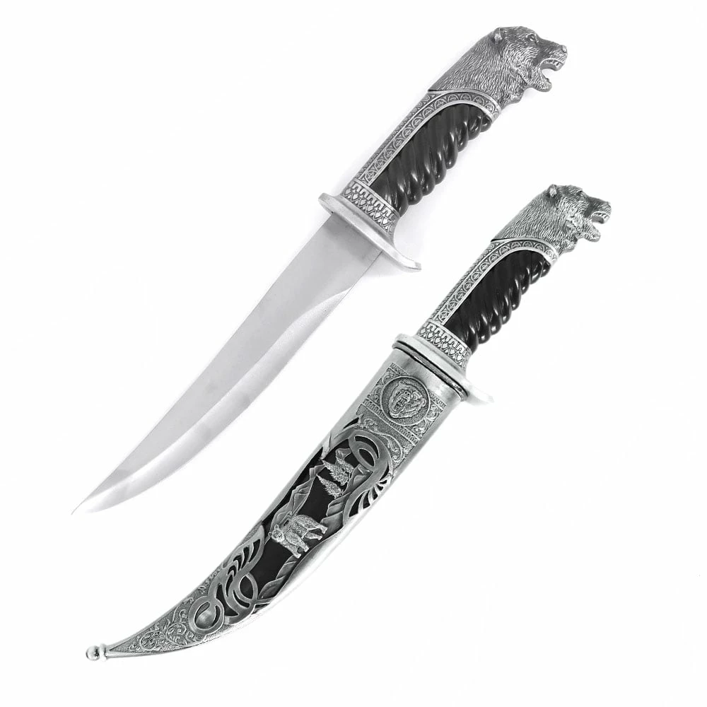 Antique Silver Bear Collectors Dagger Fixed Blade Hunting Knife With Scabbard 3 Antique Silver Bear Collectors Dagger Fixed Blade Hunting Knife With Scabbard