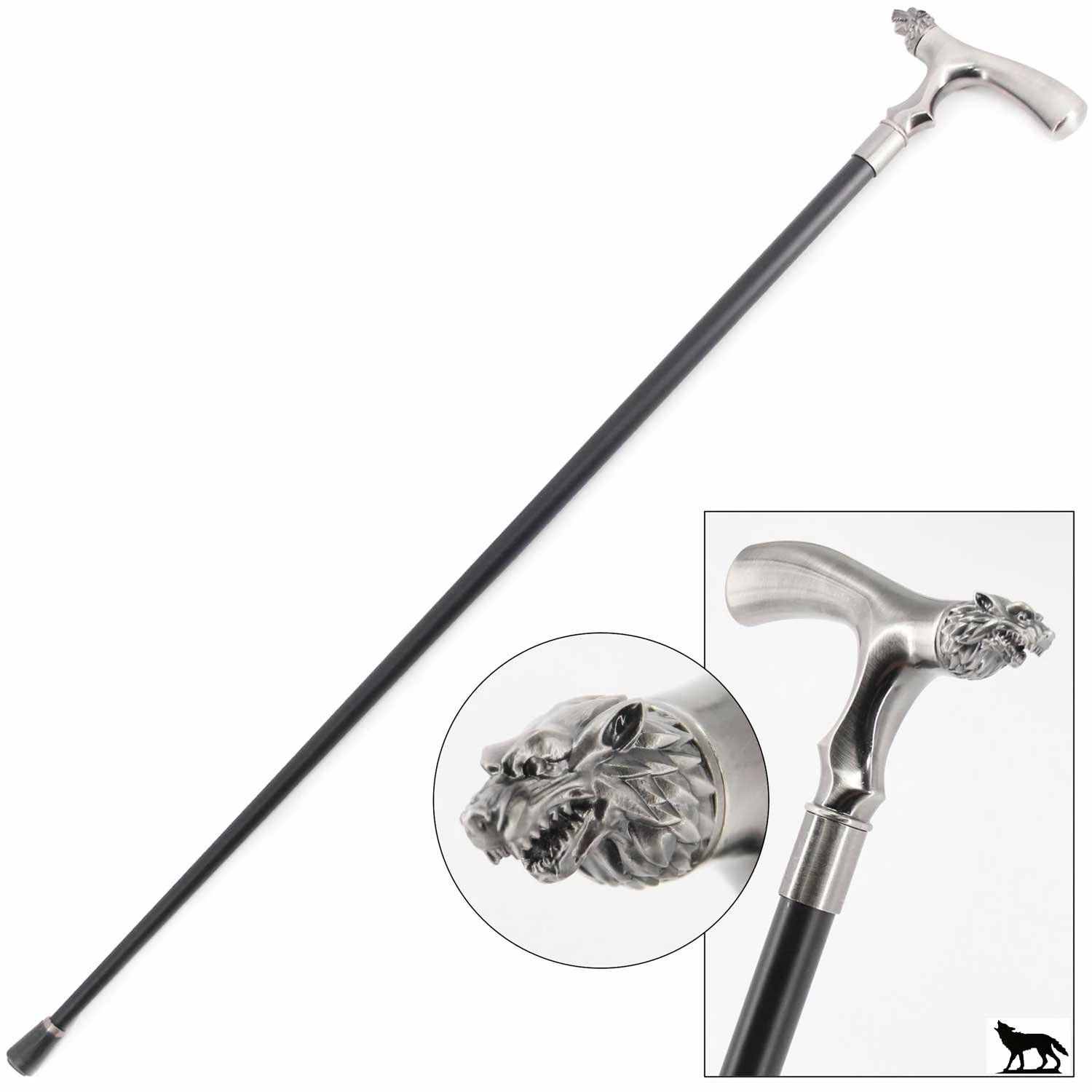 36" John Snow Wolf Steel Metal Gentlemen Walking Cane Stick 3 36" John Snow Wolf Steel Metal Gentlemen Walking Cane Stick