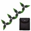 4 Pc Black/Green Finish Three-Pointed Triangle Throwing Ninja Stars Shuriken -KNIFE IMPORT Sales FL20704 3