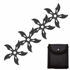 4 PC Set Black Ninja Throwing Stars Anime Shuriken Knife Curve Blade Five-Sided