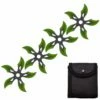 4 PC Set Black/Green Finish Ninja Throwing Stars Shuriken Knife Curve Blade Five-Sided -KNIFE IMPORT Sales FL20707 3