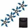 4 PC Set Black/Blue Finish Ninja Throwing Stars Shuriken Knife Curve Blade Five-Sided -KNIFE IMPORT Sales FL20707 5