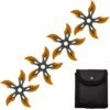 4 PC Set Black/Orange Finish Ninja Throwing Stars Shuriken Knife Curve Blade Five-Sided -KNIFE IMPORT Sales FL20707 7