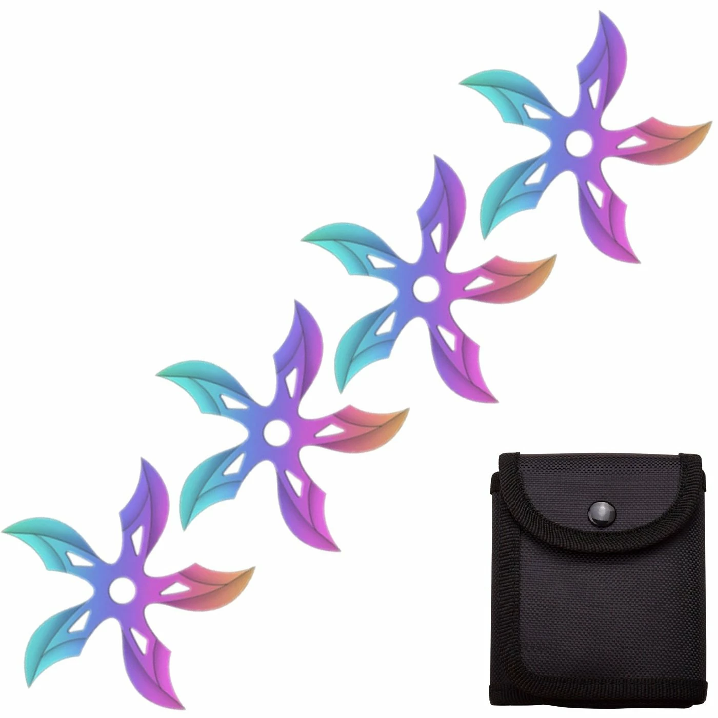 4 PC Set Titanium Finish Ninja Throwing Stars Shuriken Knife Curve Blade Five-Sided 3 4 PC Set Titanium Finish Ninja Throwing Stars Shuriken Knife Curve Blade Five-Sided