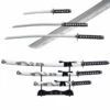 3pc White Dragon Japanese Katana Samurai Sword Set Carbon Steel Blade Bushido Stand