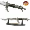 24" Flaming Dragon Dagger With Wood Display Stand -KNIFE IMPORT Sales FM421B