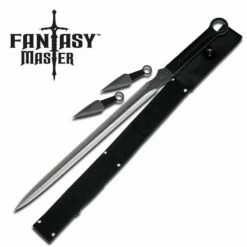 28" Ninja Sword With 6" Kunai Throwers Set - Rough Finish