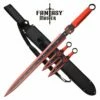 Red Skull Ninja Sword With Throwing Knives Set -KNIFE IMPORT Sales FMT 058RD