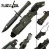 All Black Commander Survival Dagger Knife With Hard Sheath -KNIFE IMPORT Sales HK56142B