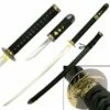 Black And Gold Samurai Katana Sword With Hidden Tanto -KNIFE IMPORT Sales JS647B