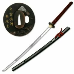 Hand Sharpened Carbon Steel Katana With Sword Red Scabbard