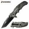 United States Marines Spring Assisted Pocket Knife Grey Handle -KNIFE IMPORT Sales M A1058GY