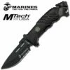 5 Inch US Marines 4.5MM Blade Spring Assisted Folder Knife With Black Handle -KNIFE IMPORT Sales MA1023BK