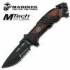 5" US Marines 4.5MM Blade Spring Assisted Folder Knife With Brown Pakkawood Handle -KNIFE IMPORT Sales MA1023WD