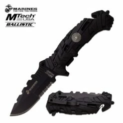 Marines MTech USA Spring Assisted Knife Tactical Black Handle