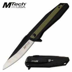 8 Inch Two Tone Manual Folding Pocket Knife Black Green Handle