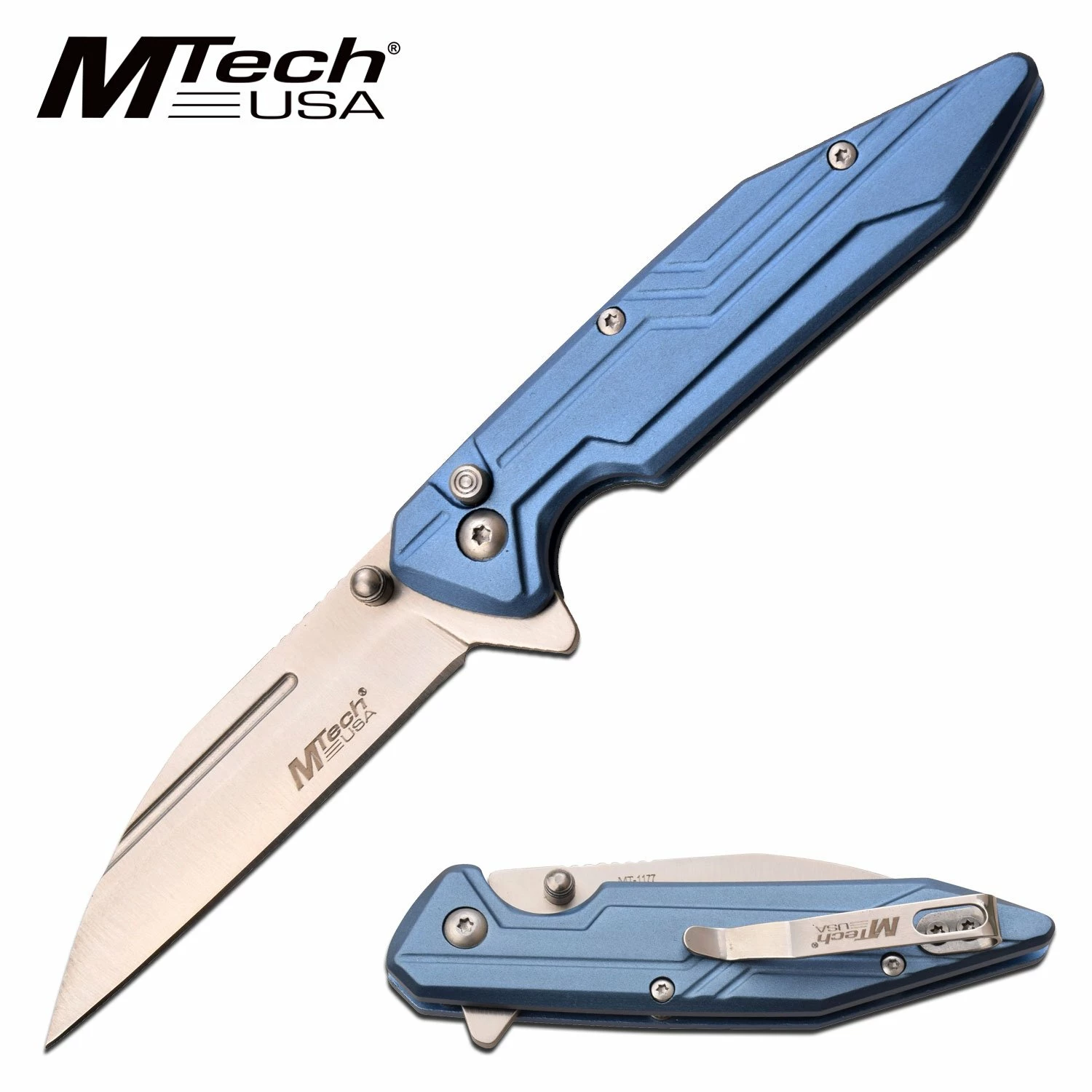 Mtech 7 Inch Manual Folding Pocket Knife Blue Aluminum Handle 3 Mtech 7 Inch Manual Folding Pocket Knife Blue Aluminum Handle