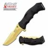 MTech USA Xtreme Ballistic Spring Assisted Knife Titanium Gold Blade Black Handle -KNIFE IMPORT Sales MXA805GD