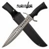 Survivor Fixed Blade Knife 17.25 Inch Bowie Survival Knife Black Handle -KNIFE IMPORT Sales SV FIX011BK