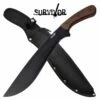Survivor 22 Inch Machete Survival Knife With Wood Handle And Sheath -KNIFE IMPORT Sales SV MHT008BK