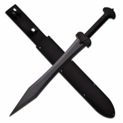 Fantasy Sword 24 Inch Overall 3MM Thick Black Finish Blade Fighters Sword