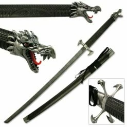 Black Dragon Samurai Katana Sword With Dragon Claw Tsuba