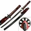 Black Samurai Sword With Black Red Cord Wrap Handle -KNIFE IMPORT Sales SW519B