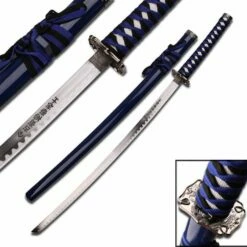 Dragon Samurai Katana Sword - Blue And Black Cord Wrapped Handle