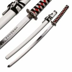 Dragon Samurai Katana Sword - Black And White Cord Wrapped Handle