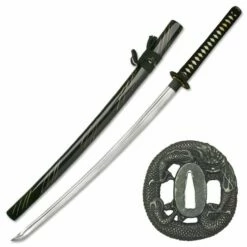 Hand Sharpened Carbon Steel Katana Sword With Black Scabbard