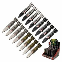 Bomber Design Spring Assisted Knife | 16 Pocket Knives In POP Box