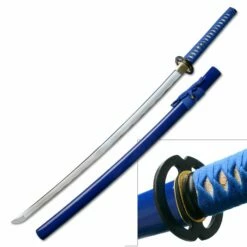 7MM Hand Forged Carbon Steel Blue Katana With Real Ray Skin
