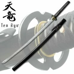 7MM Hand Forged Carbon Steel Black Katana With Real Ray Skin
