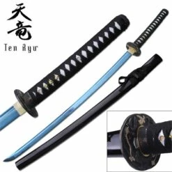 Ten Ryu 41 Inch Hand Forged Samurai Sword - Blue Carbon Steel Blade