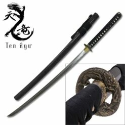Ten Ryu 42 Inch Handmade 1045 Carbon Steel Blade Samurai Sword Black