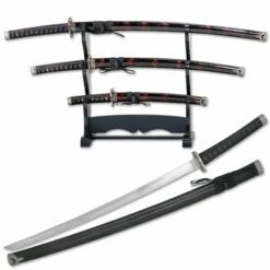 Black Burgundy Japanese Katana Sword Set